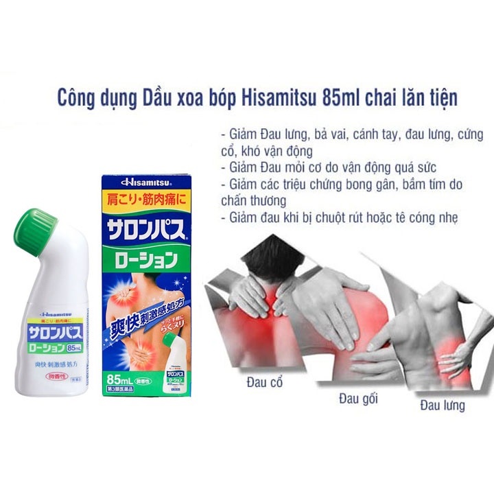 Dầu Lăn Xoa Bóp Salonpas Hisamitsu - Chai Lăn Salonpas Giảm Đau Xương Khớp Nội Địa Nhật 85ML - Wincy Mart