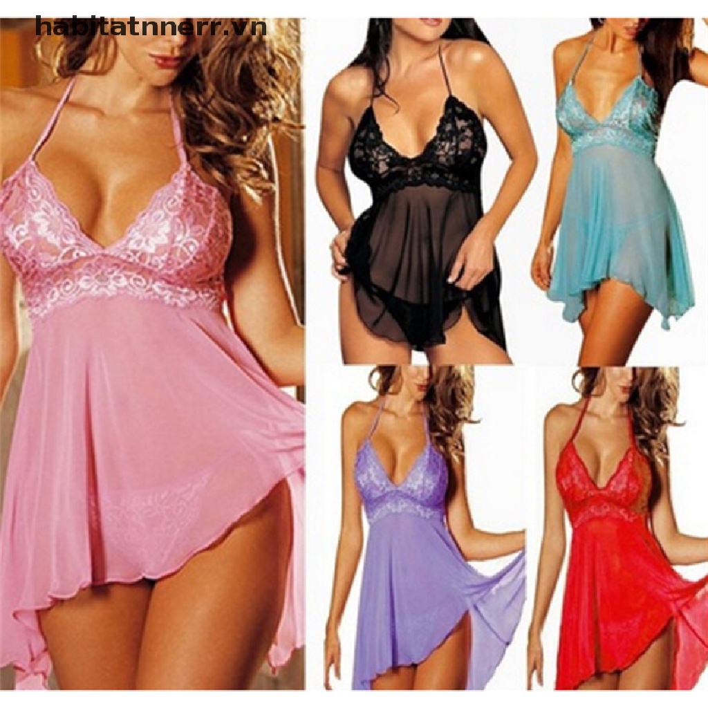 Set Đầm ngủ ren hoa + Quần lót dây size lớn thời trang