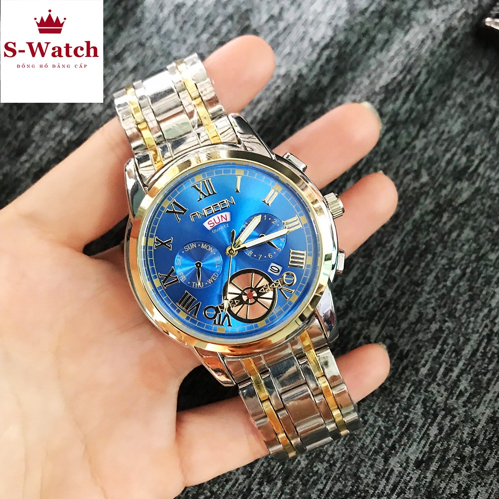 [HOT SALE] Đồng Hồ Nam FNGEEN FN4001 Doanh Nhân 2020 Chạy 2 Lịch Dây Thép Không Gỉ Cao Cấp