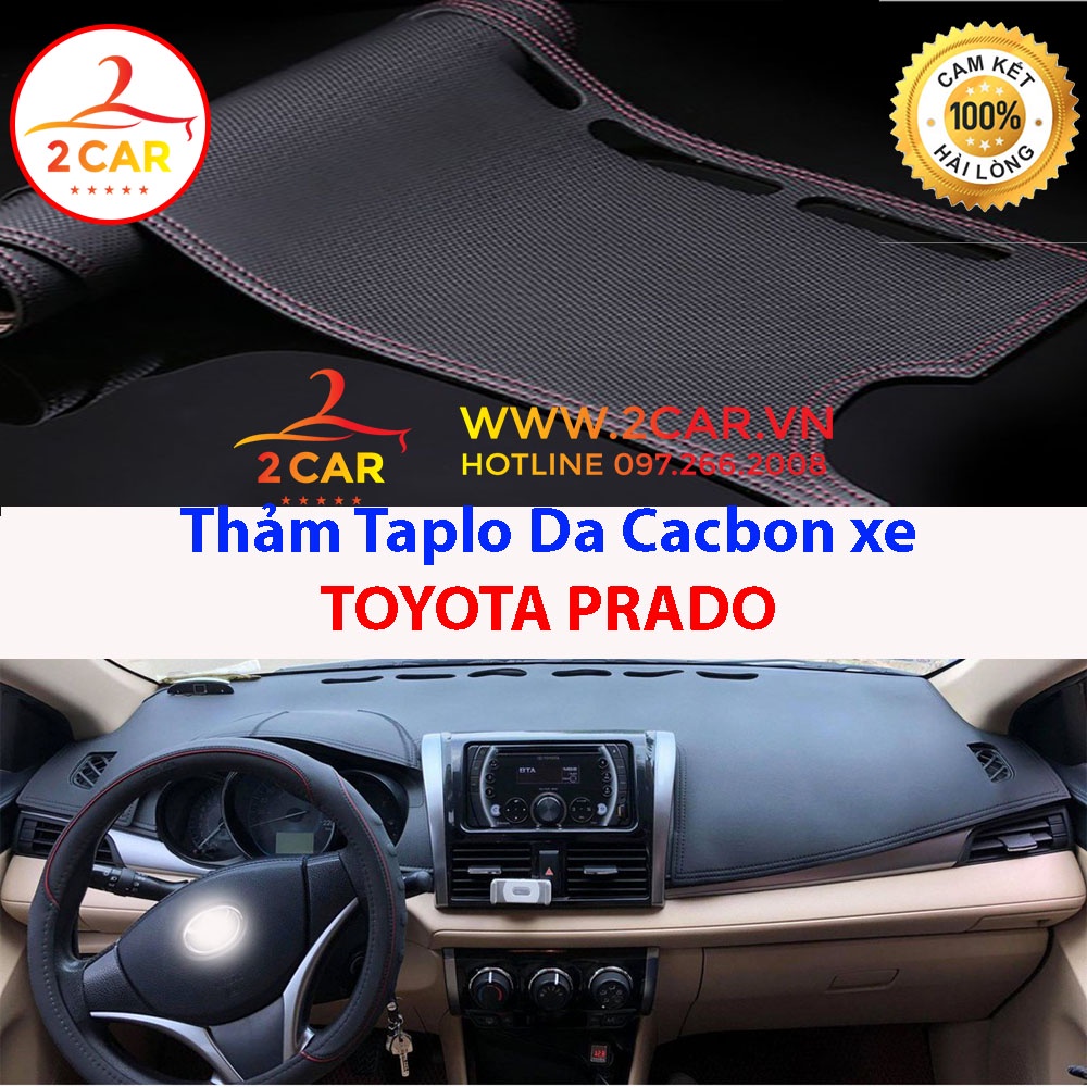 Thảm Taplo Da Cacbon Xe Toyota Prado 2019-2022, chống nóng tốt, chống trơn trượt, vừa khít theo xe