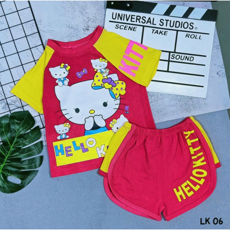 Bộ tay ngắn quần đùi bé gái thun cotton 4 chiều