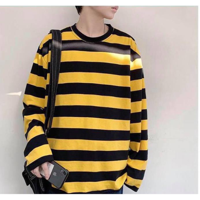 [ Có Ảnh Thật ] Áo thun tay dài form rộng unisex - Sweater sọc bản to new