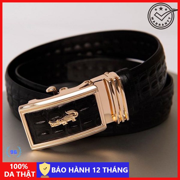 Thắt lưng nam da thật - Dây lưng nam da bò dập vân cá sấu - Mặt Khóa tự động cao cấp - DL004 [Da thật 100%]