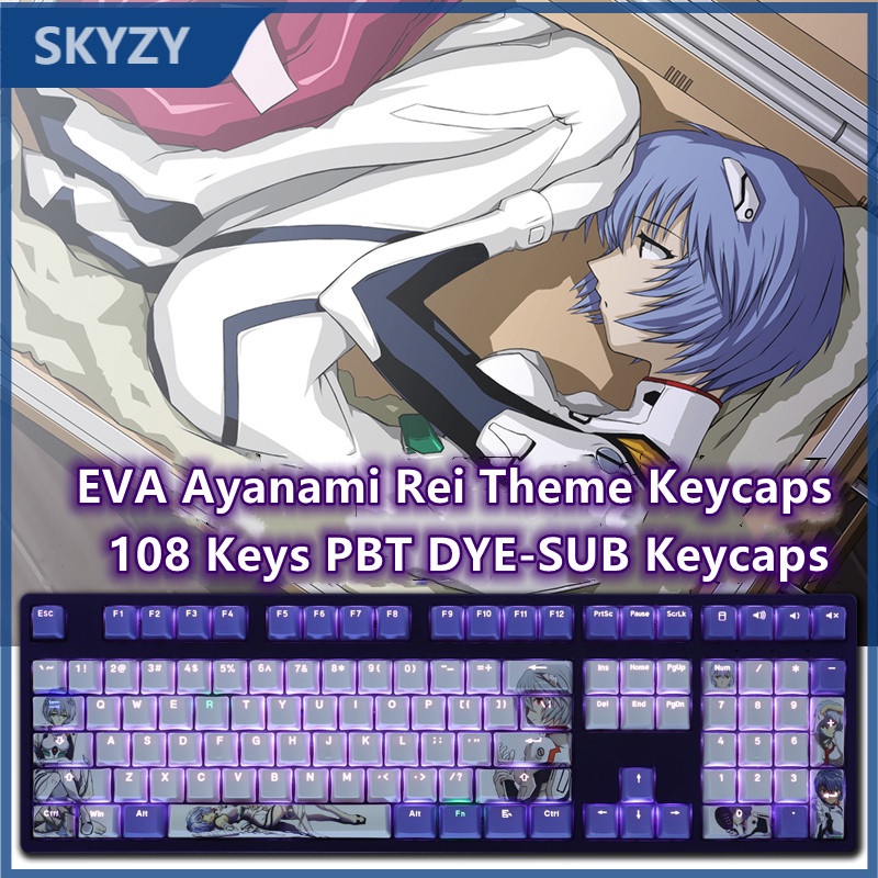 Ayanami Rei Keycap Cherry Profile EVA Theme Anime PBT Dye Bàn phím cơ thăng hoa Bộ keycap