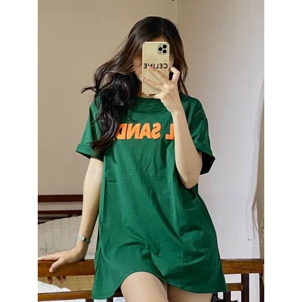 [ Rẻ vô địch ] Áo thun cotton tay lỡ dáng rộng unisex - Jil Sander Xanh