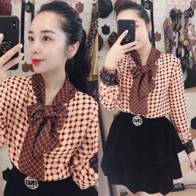 Áo tiểu thư thắt nơ cổ