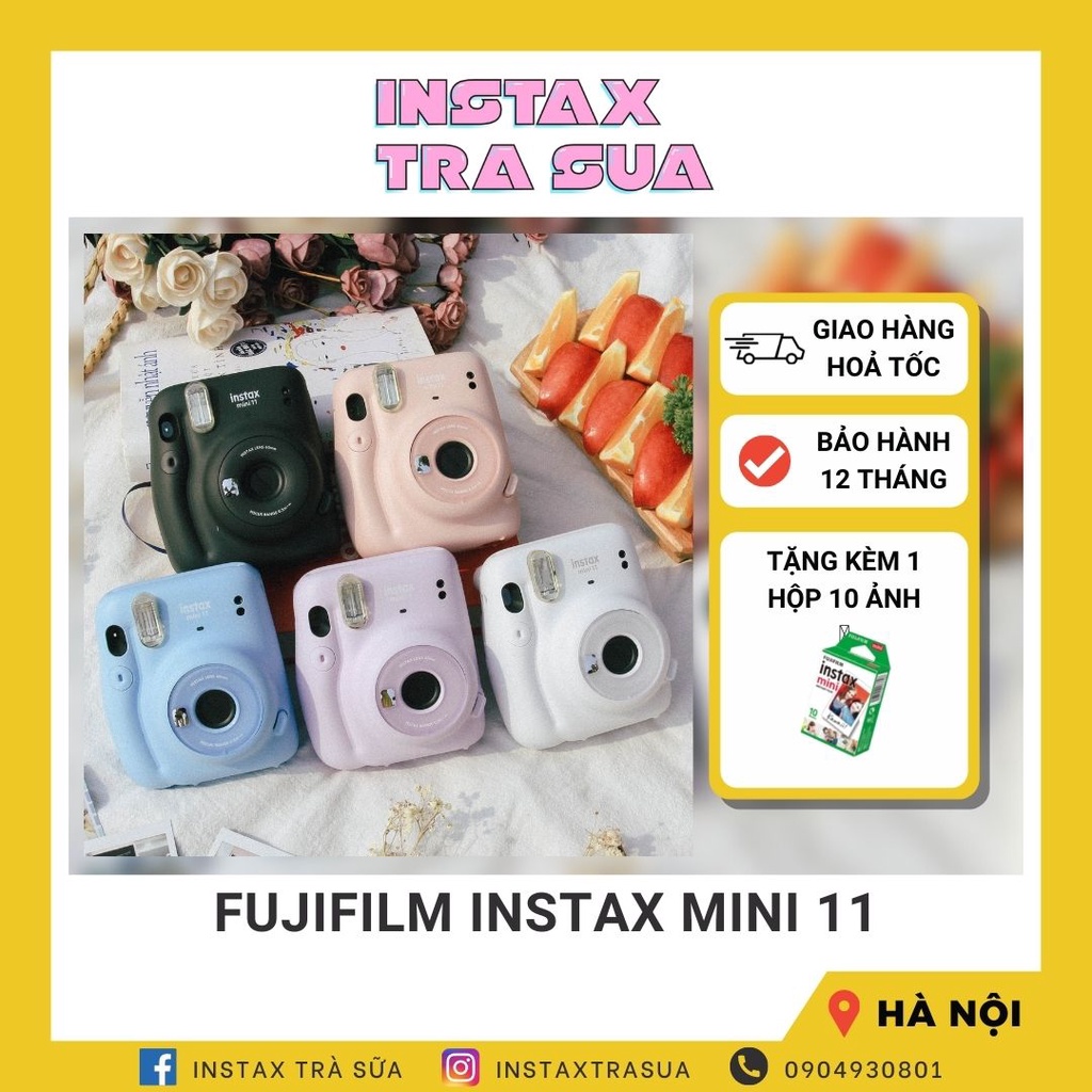 Instax Mini 11 Máy ảnh lấy ngay Fujifilm Chính hãng BH 1 năm Tặng kèm 10 film