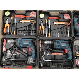 Bộ máy khoan BOSH 13re động lực cầm tay SET 100 chi tiết phụ kiện đầy đủ dùng để khoan bê tông,khoan sắt,khoan gỗ, nhựa,