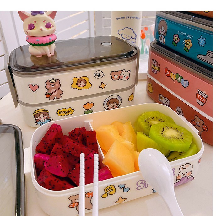 Hộp đựng cơm văn phòng Cao CấpGIADUNGTONGKHO1Hộp đựng cơm 2 tầng loại đẹp siêu cute