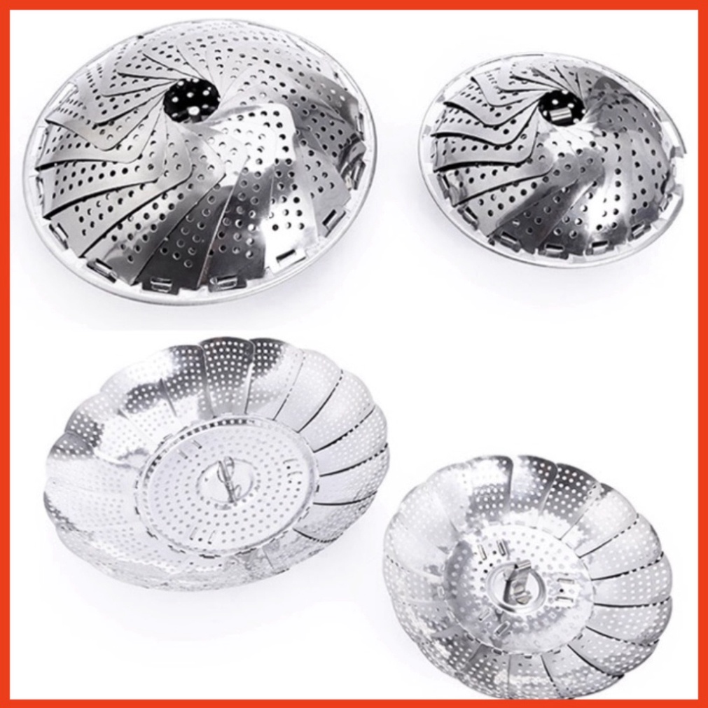 Vỉ hấp cách thủy inox 304 - Xửng hấp gấp gọn đa năng tiện lợi dùng đồ xôi - Vỉ hấp xòe có 3 chân gấp gọn inox không gỉ