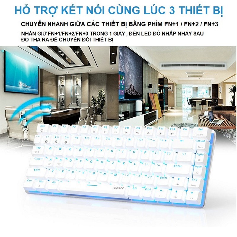 Bàn Phím Cơ mini không dây Bluetooth 5.0 Ajazz AK33 Black Chống ồn