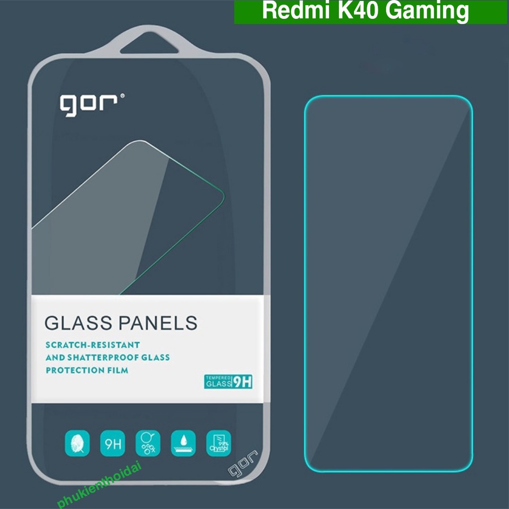 Kính cường lực Redmi K40 Gaming hiệu Gor trong suốt chơi game mượt không full màn hình ( tặng keo mép )