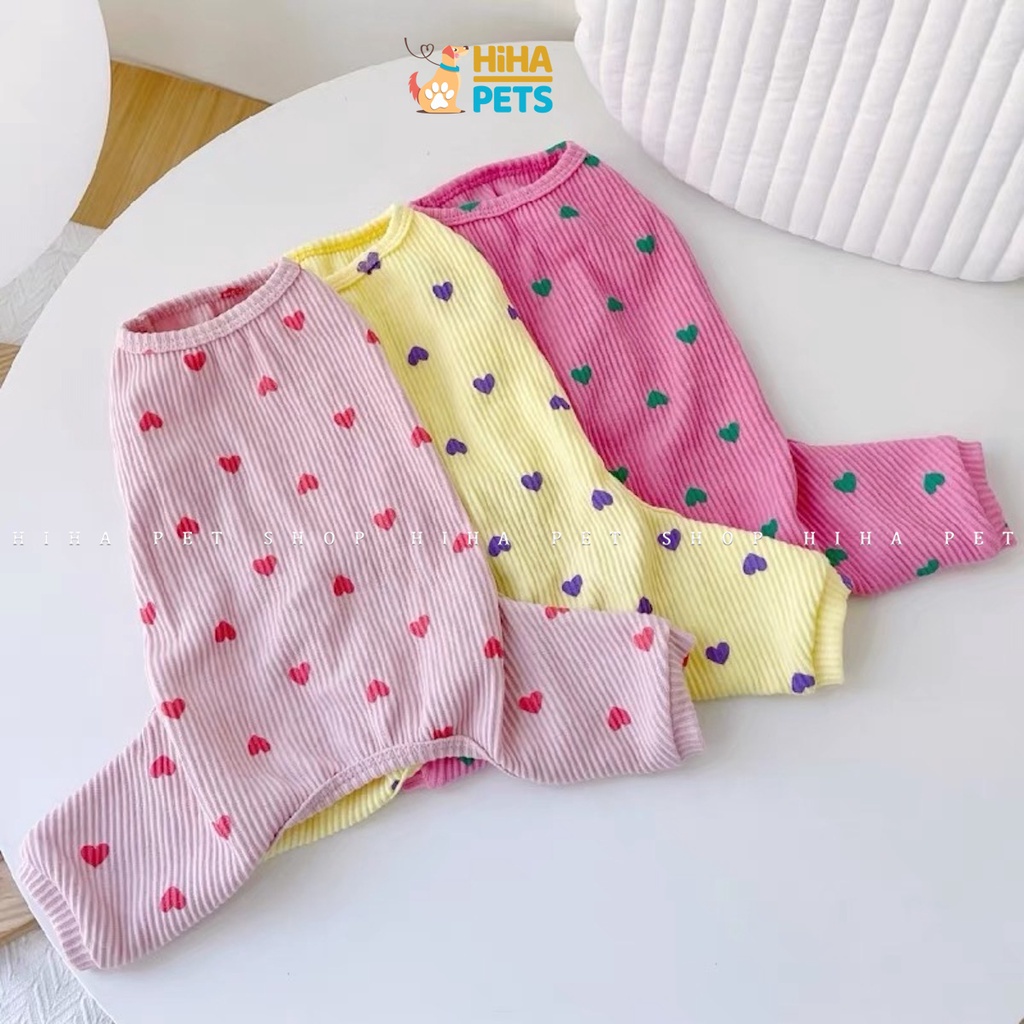Quần Áo Cho Chó Mèo 4 Chân Chất Liệu Thun Cotton Quần Áo Thú Cưng Jump Hình Tim Dễ Thương Hihapet.