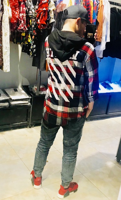 Sơ mi mũ - Hoodie Flannel - Off White | BigBuy360 - bigbuy360.vn