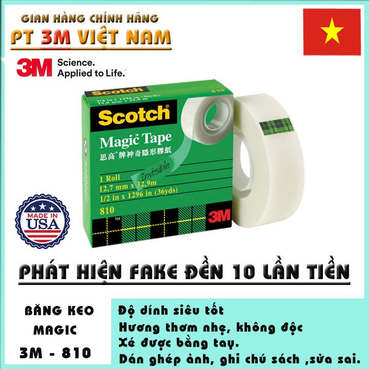 Băng keo dán tiền trong suốt 3M 810 Scotch magic tape