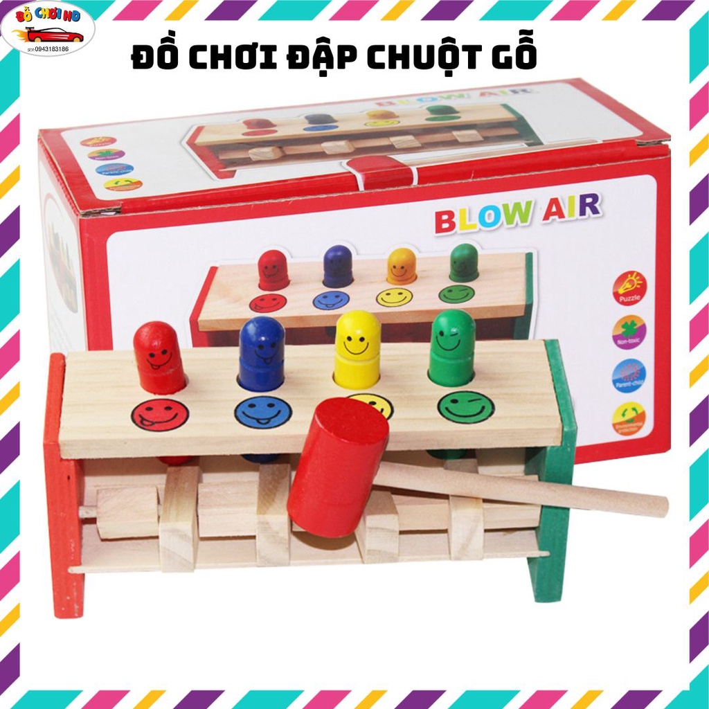 Đồ chơi đập chuột mặt cười bằng gỗ, đồ chơi giáo dục giúp bé thông minh và phát triển tư duy