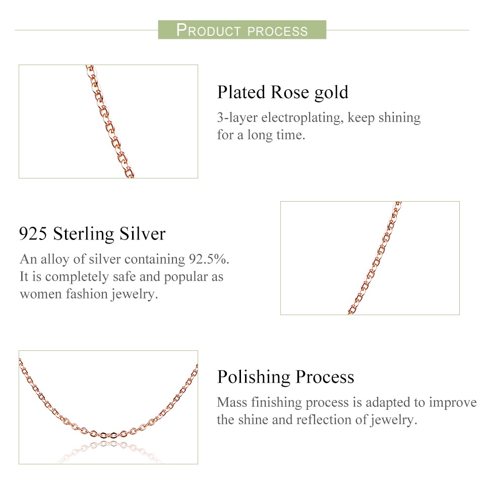 Vòng cổ nữ Bamoer SCA014 bạc sterling 925  vàng hồng thời trang