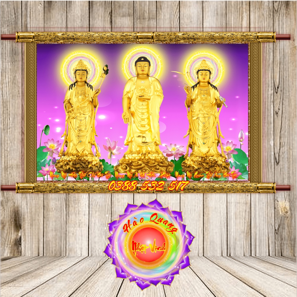 Tranh Tây Phương Tam Thánh Treo Tường Chất Liệu Phim Backlit Nhiều Kích Thước