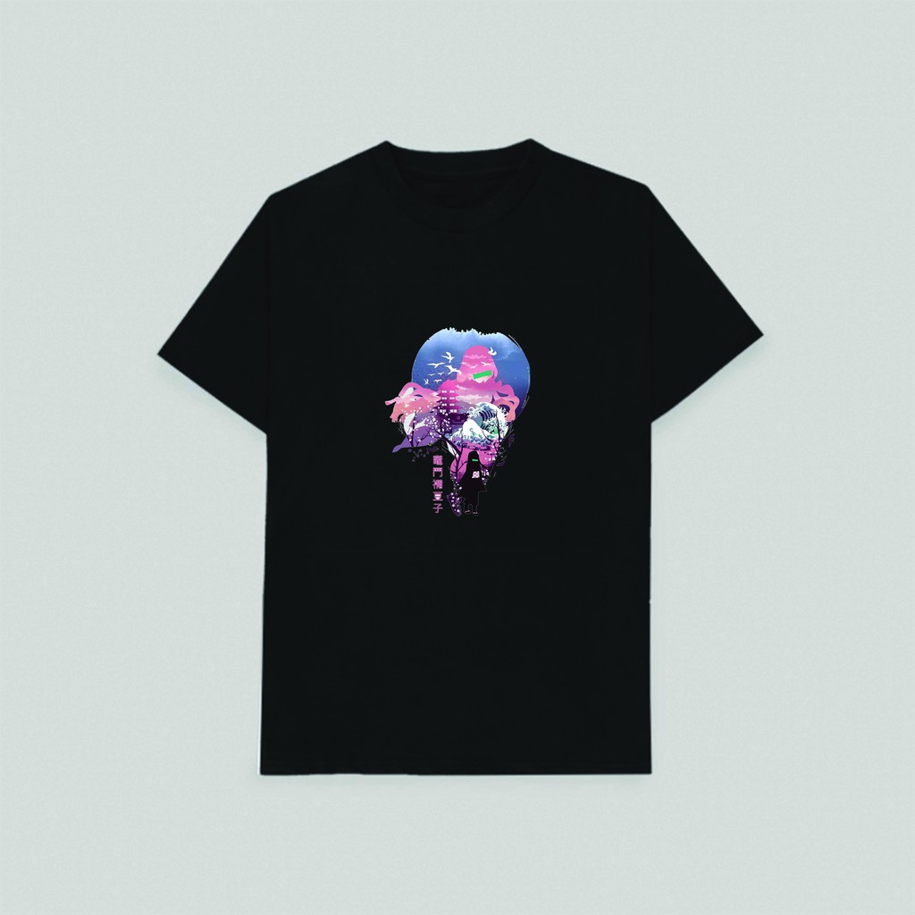 Áo thun phông đen in hình Kimetsu no Yaiba Thanh Gươm Diệt Quỷ chibi anime thời trang nam nữ dễ thương độc đáo m4