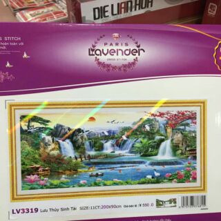Tranh thêu chữ thập phong cảnh 3D khổ lớn 200*90cm tuyệt đẹp