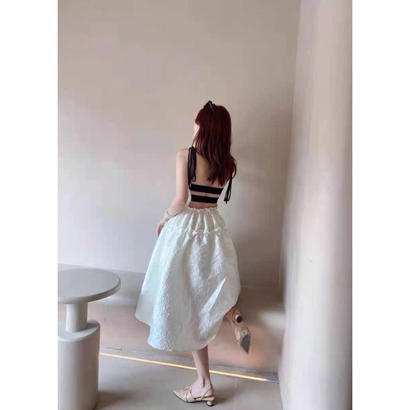 Jane Đầm xòe dự tiệc hoa gân nổi kiểu Pháp sang trọng quyến rũ 4 ảnh feelback cuối