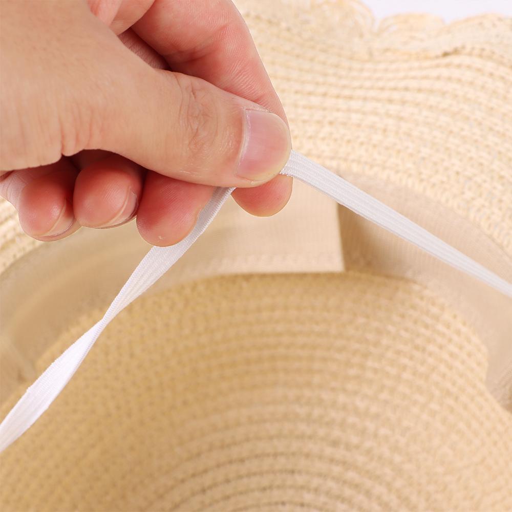Myrongvn Nón Cối Đi Biển Panama Màu Trơn Gợn Sóng Cho Nữ