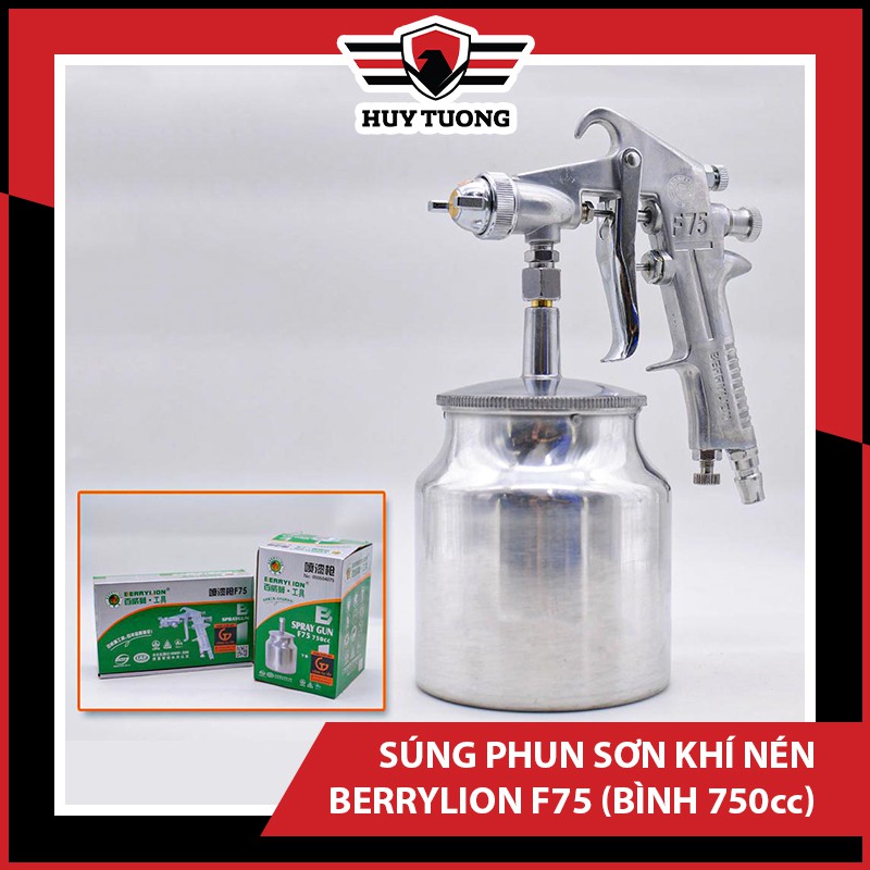 Súng phun sơn BERRYLION F75 750CC CHÍNH HÃNG 🚚 FREESHIP 🚚 Súng phun sơn bằng khí nén dung tích 750ml - Huy Tưởng