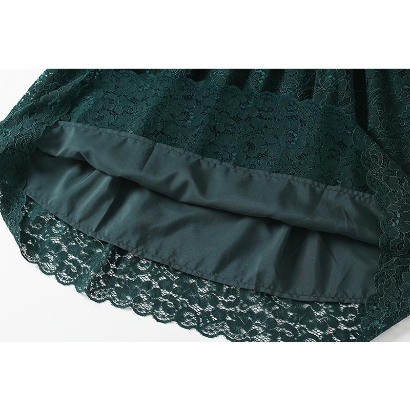Váy ren tay bồng xanh rêu H&M