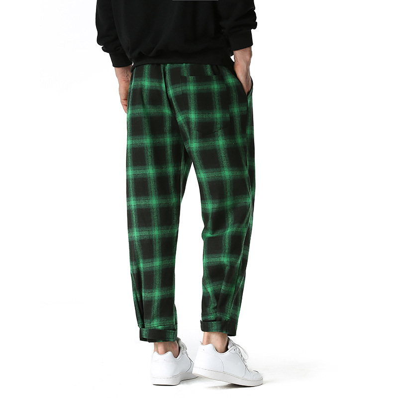 2021 Trendy Plaid Pants Men's Velcro Casual Pants