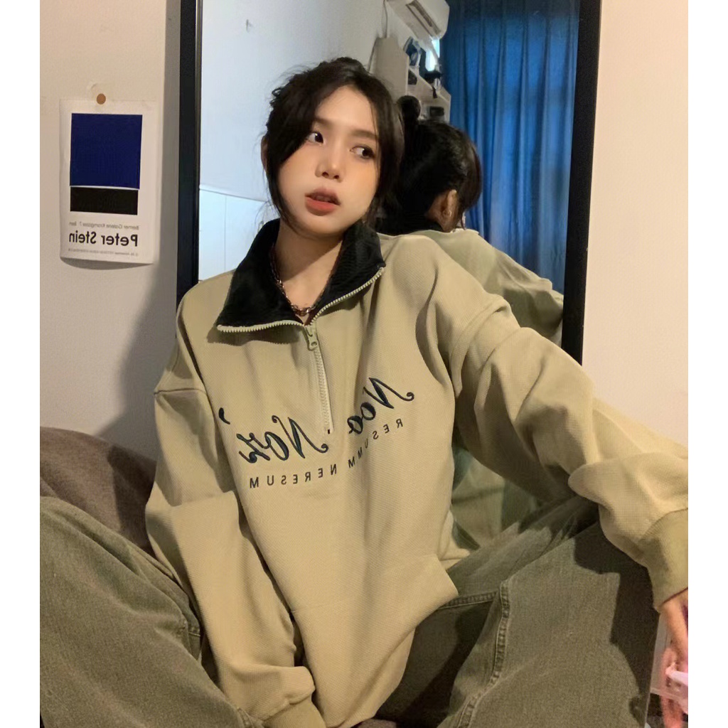 Áo Thun polo Dài Tay Form Rộng Phong Cách Hàn Quốc Dành Cho Nữ