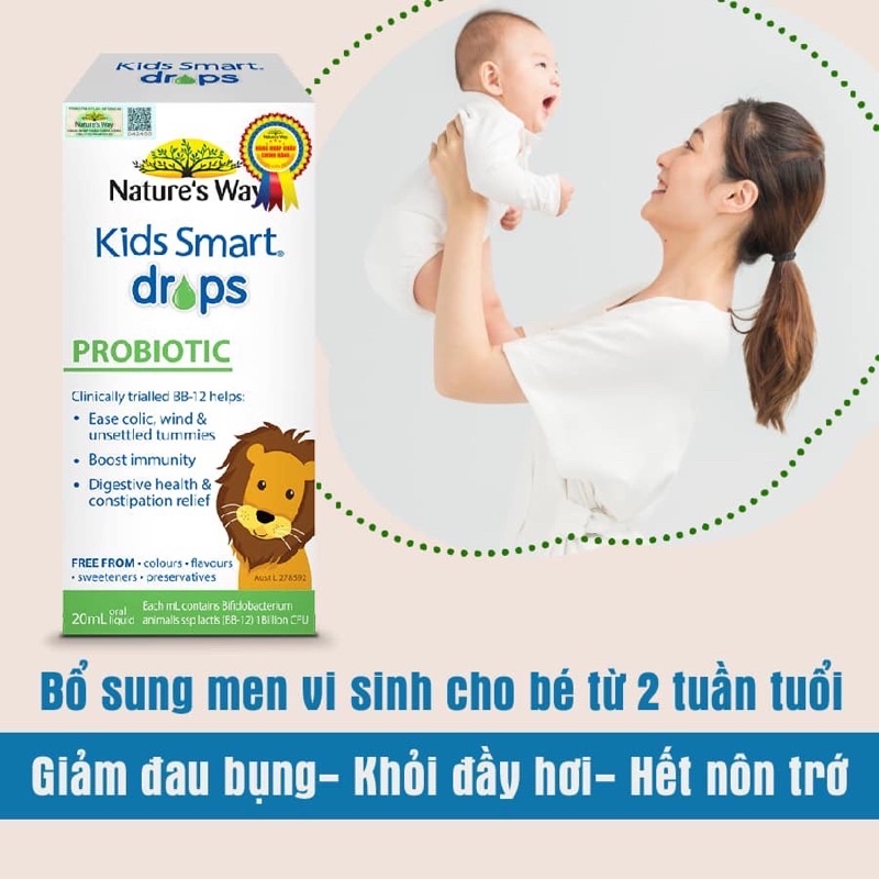 [Chính Hãng] Natural's Kids Smart Probiotic drops - Men vi sinh cho bé (Úc )