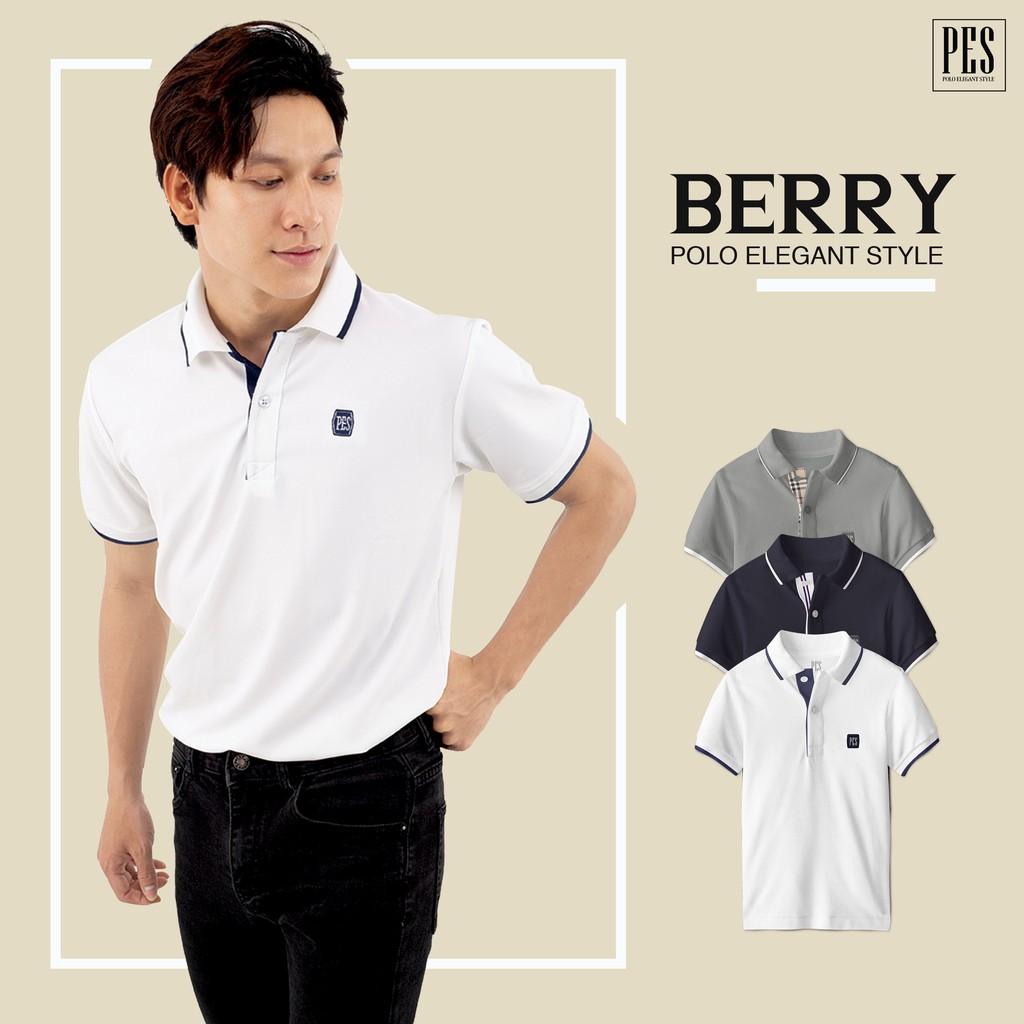 Áo thun Polo Berry màu trắng cổ bẻ vải cá sấu Cotton trẻ trung lịch lãm | BigBuy360 - bigbuy360.vn