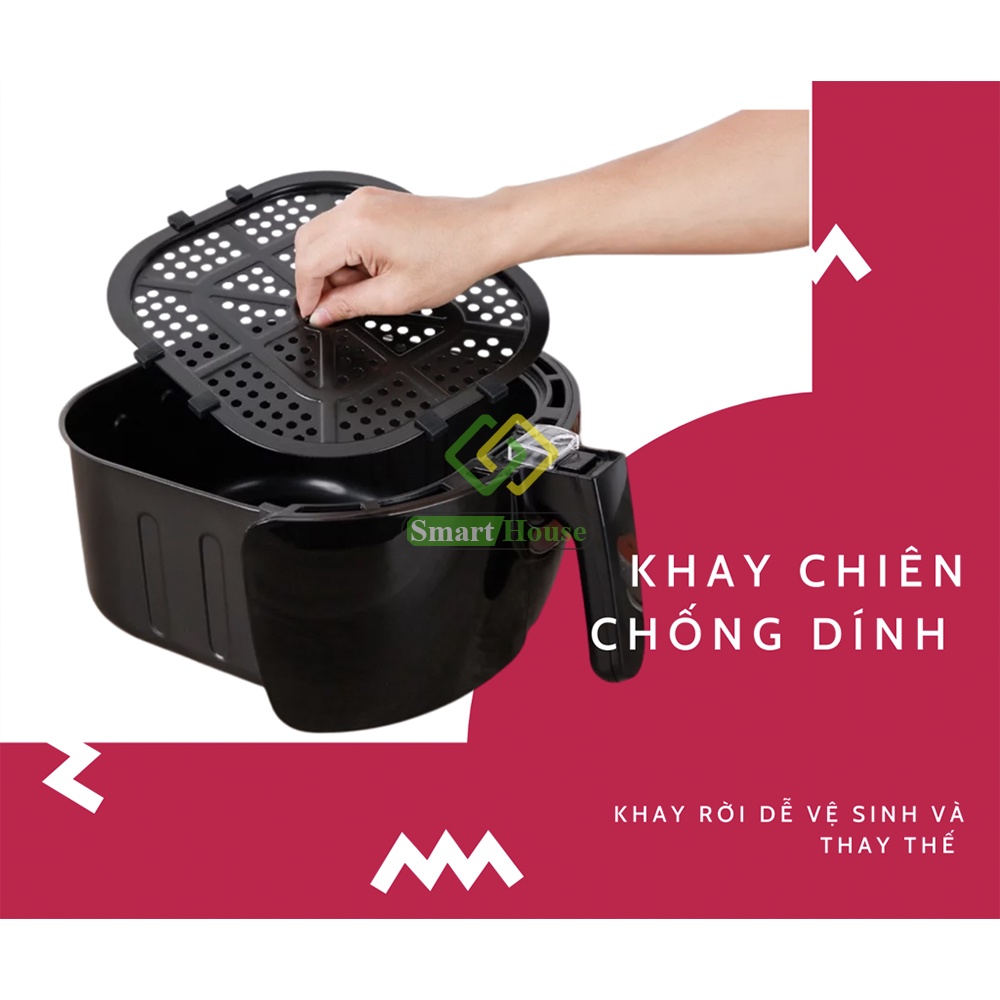 Nồi Chiên Không Dầu Mishio MK165 5.5L Nồi Chiên Điện Tử Màu Đen