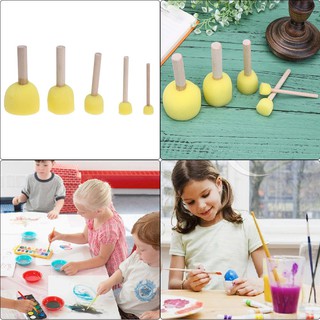 Set 5 cọ vẽ bọt biển cán gỗ cho bé