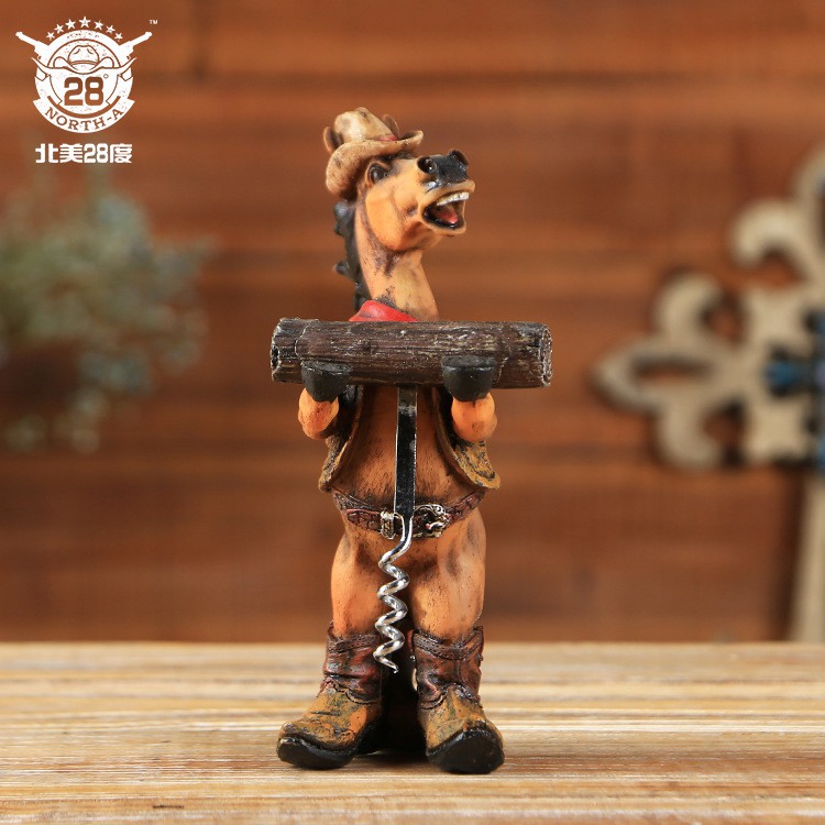 Mô hình chú ngựa cao bồi bê dụng cụ mở rượu vang - Decor đồ trang trí phong cách Cowboy Viễn Tây