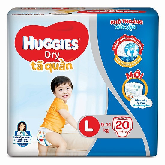 Tã Quần Huggies Dry Size L 20 Miếng Trẻ 9-14kg