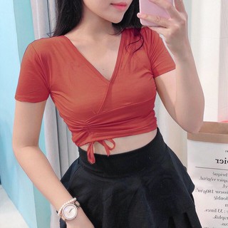 Áo kiểu đắp chéo rút dây 1 bên - (Siêu Hot)