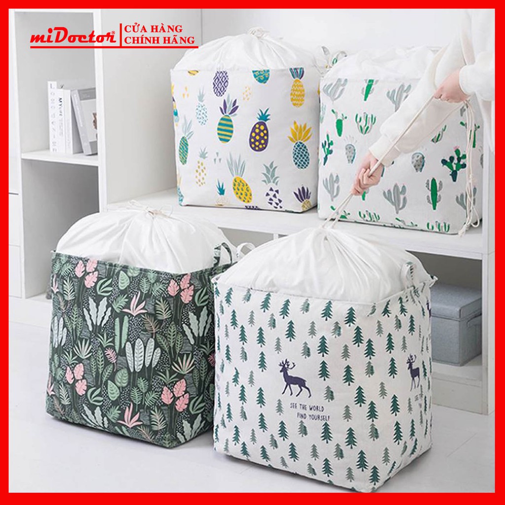 [CỠ ĐẠI - HÀNG CAO CẤP] Túi Bạt Đựng Quần Áo, Chăn Mền Gấp Gọn Cỡ Đại 50x40x50cm miDoctor