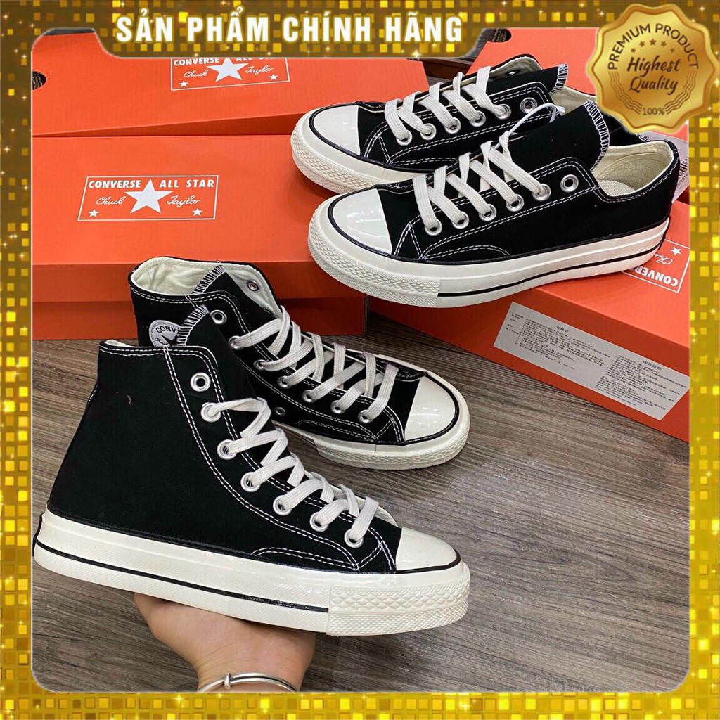 [Free ship- 1.1 trung] Giày Thể Thao Sneakers Nam Nữ cổ cao, Converse đen Cổ cao 1.1