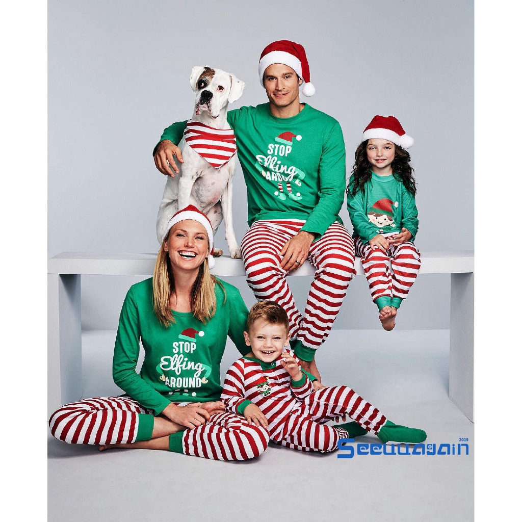 ❥☀✿SEEFamily Matching Kids Mom Dad Christmas Pajamas PJs Sets Xmas Sleepwear Nightwear