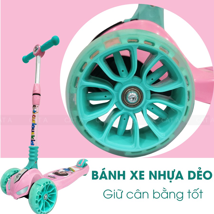 JC741-HONGXe trượt Scooter 3 bánh phát sáng hiện đại - Gấp gọn tiện lợi, dễ dàng sử dụng