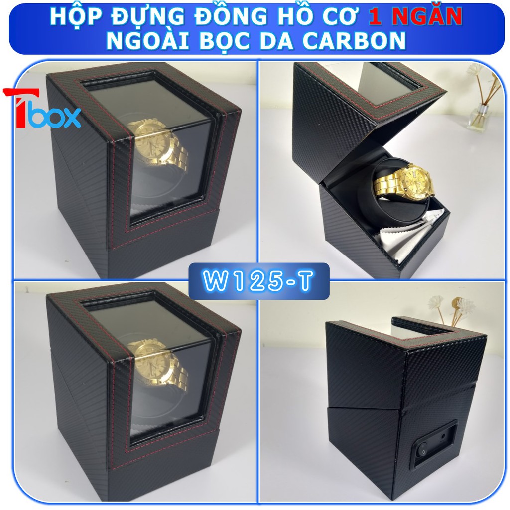 Hộp Đựng Đồng Hồ Cơ xoay tự động Tbox - Hộp 1 Xoay Bằng Da Hộp lắc đồng hồ cơ