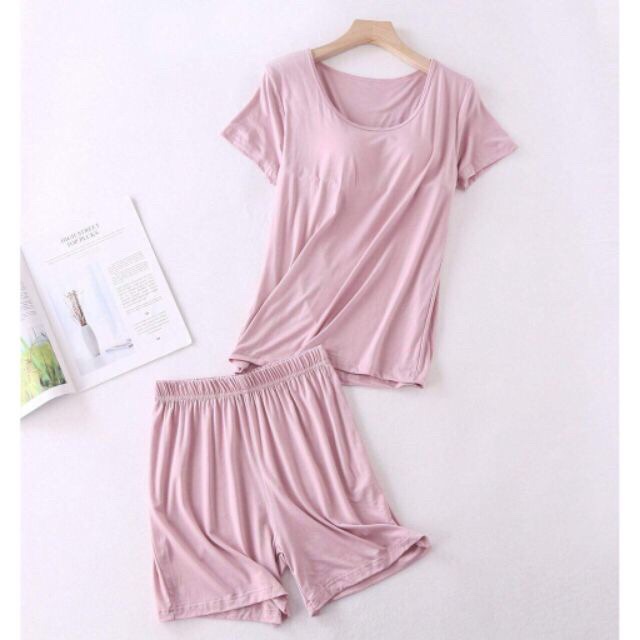 Bộ đồ mặc nhà kèm áo ngực chất mát mịn (hàng có sẵn) | BigBuy360 - bigbuy360.vn