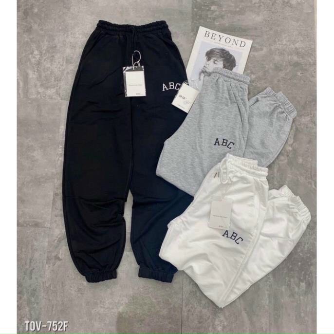 Quần Jogger Nữ Trơn Bo Gấu 3 Màu BOM HOUSE Ullzang Unisex Nam Nữ-mã Jogger len tăm