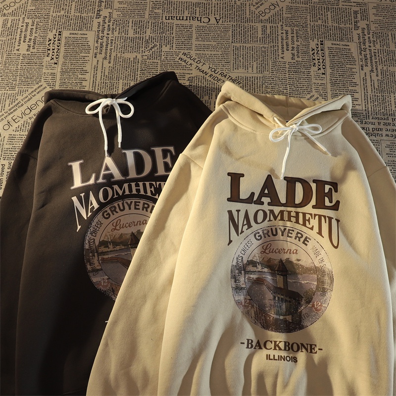 Áo hoodie dáng rộng in họa tiết phong cách Hàn Quốc thời trang cho nam và nữ