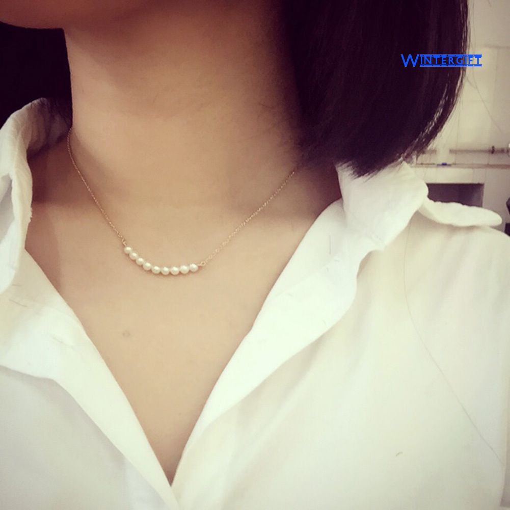 Vòng Cổ Choker Đính Hạt Ngọc Trai Đơn Giản Thời Trang Mùa Đông Cho Nữ