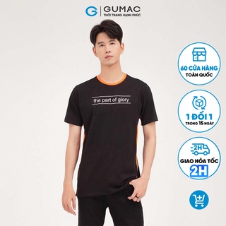 [Mã WABRGUM giảm 10% tối đa 30K đơn 99K] Áo thun nam in phối cổ GUMAC in chữ năng động, lịch lãm nhiều màu ATNB474