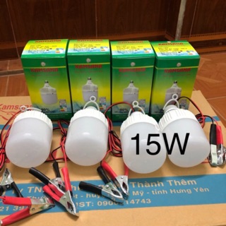 Bộ 4 bóng đèn led 15w/12v- kẹp bình ắc quy.