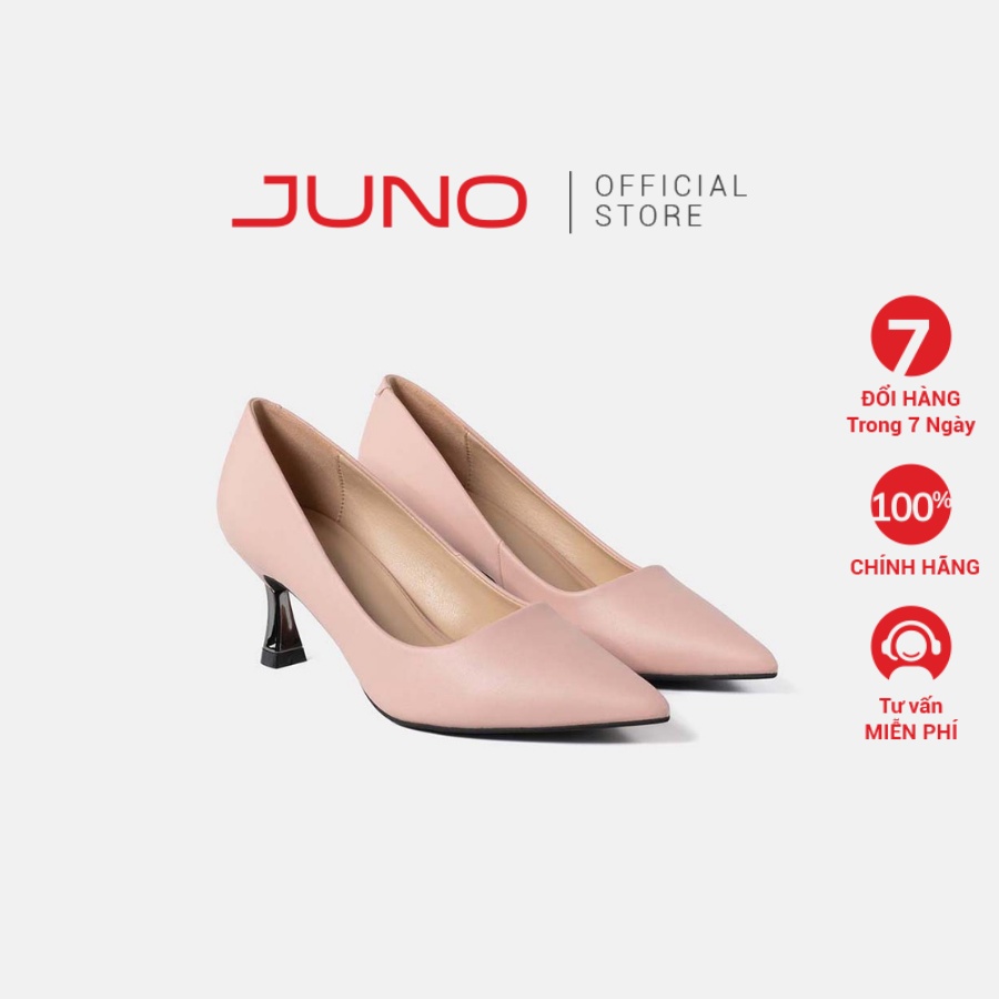 Giày Cao Gót Nữ Thời Trang 7cm JUNO Mũi Nhọn Gót Lượn CG07083