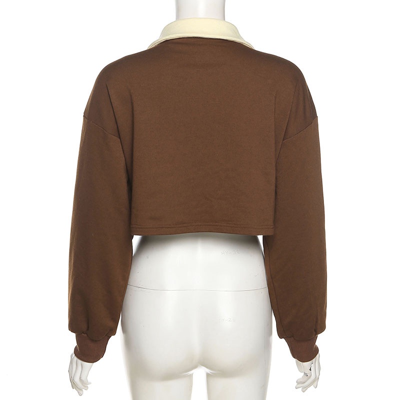 DUNEA Áo sweater dáng rộng in chữ thời trang cho nữ